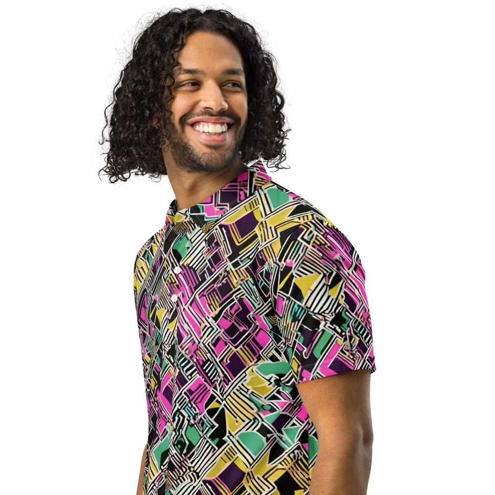 Neon Maze on Men's Slim Fit Polo Shirt — Left Front
