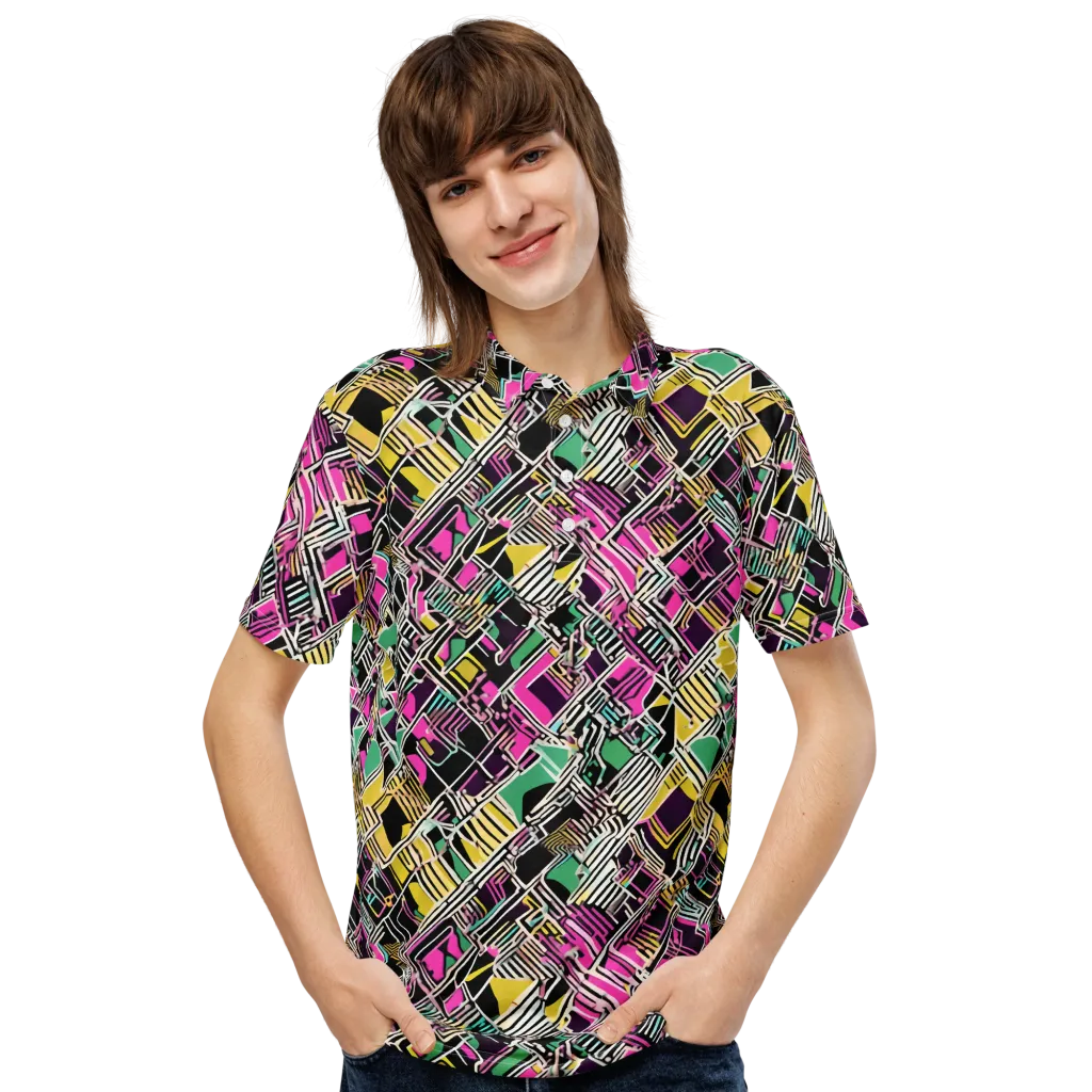 Neon Maze on Men's Slim Fit Polo Shirt — Front