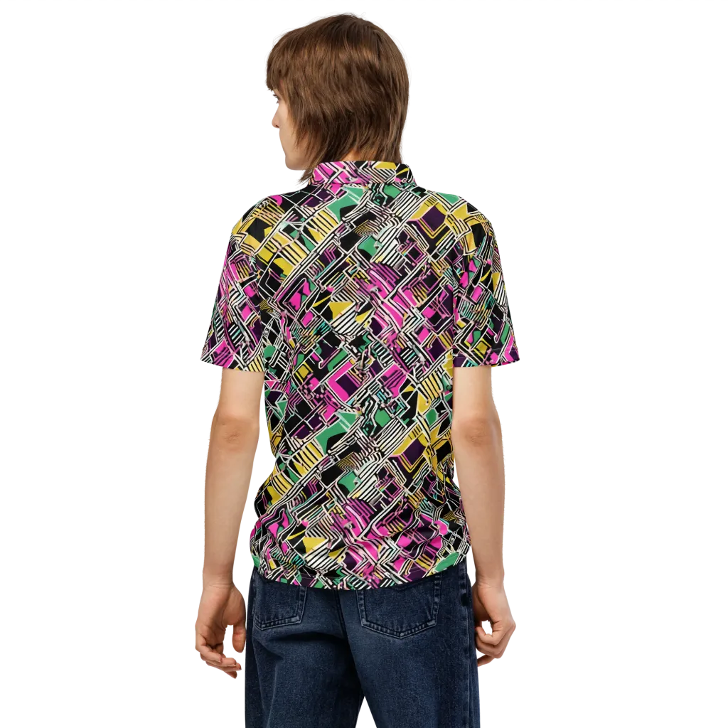 Neon Maze on Men's Slim Fit Polo Shirt — Back