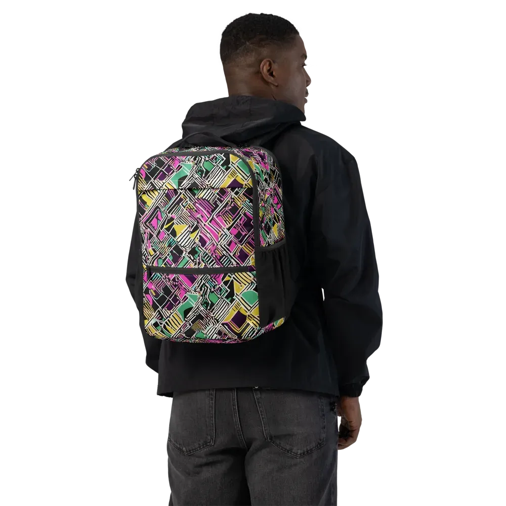 Neon Maze on Utility Backpack — Back