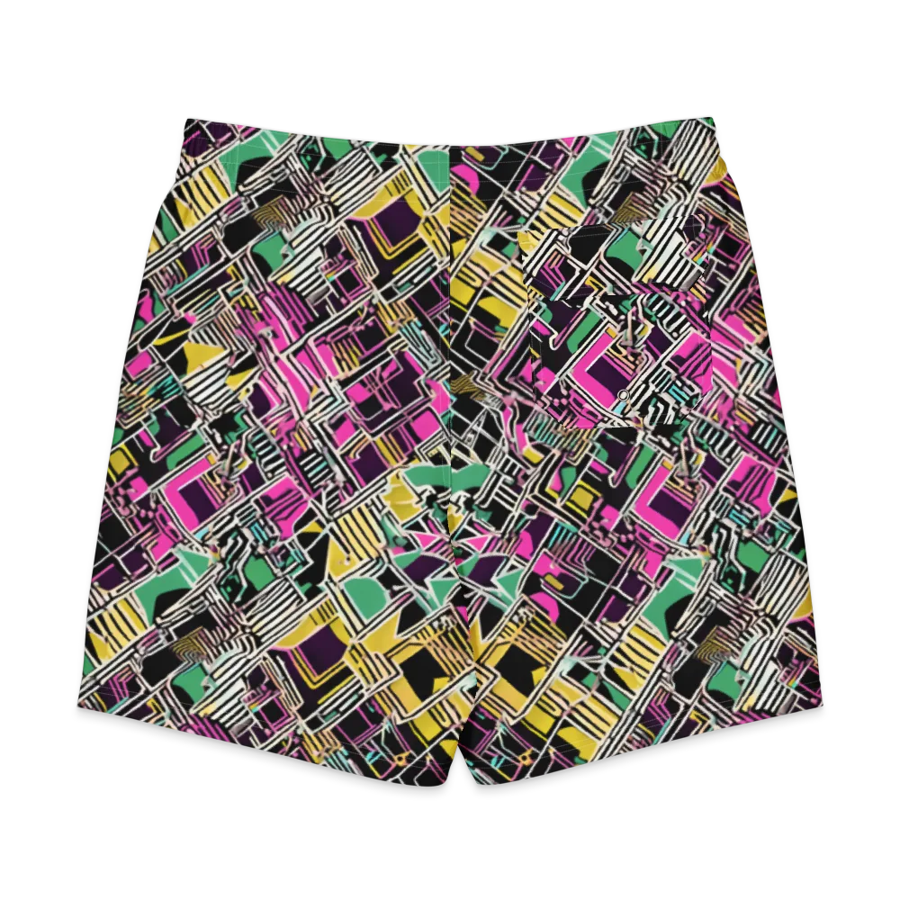 Neon Maze on Men's Board Shorts — Back