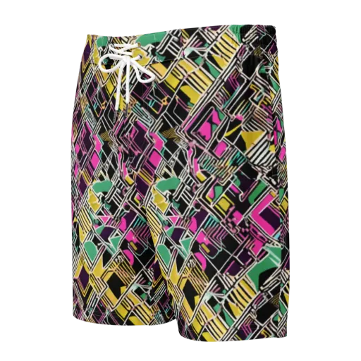 Neon Maze on a Men's Board Shorts