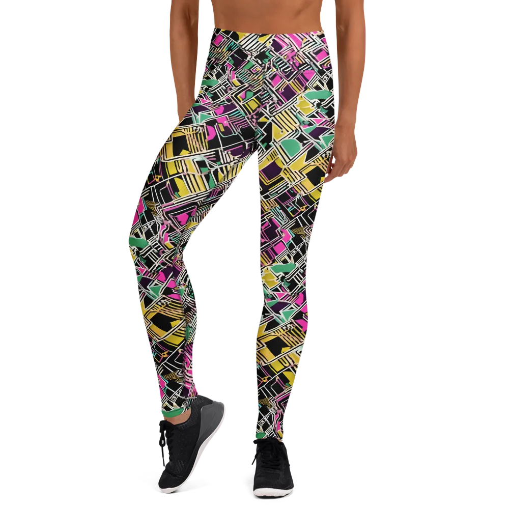 Neon Maze on Yoga Leggings — Front
