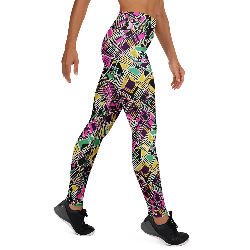 Neon Maze on Yoga Leggings — Right
