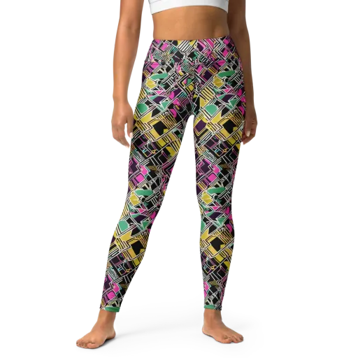Neon Maze on a Yoga Leggings