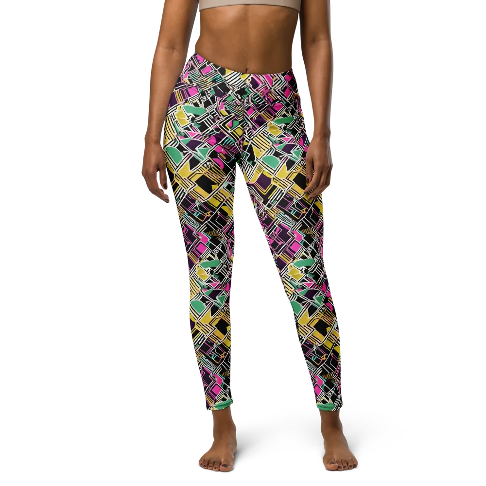 Neon Maze on Yoga Leggings — Front