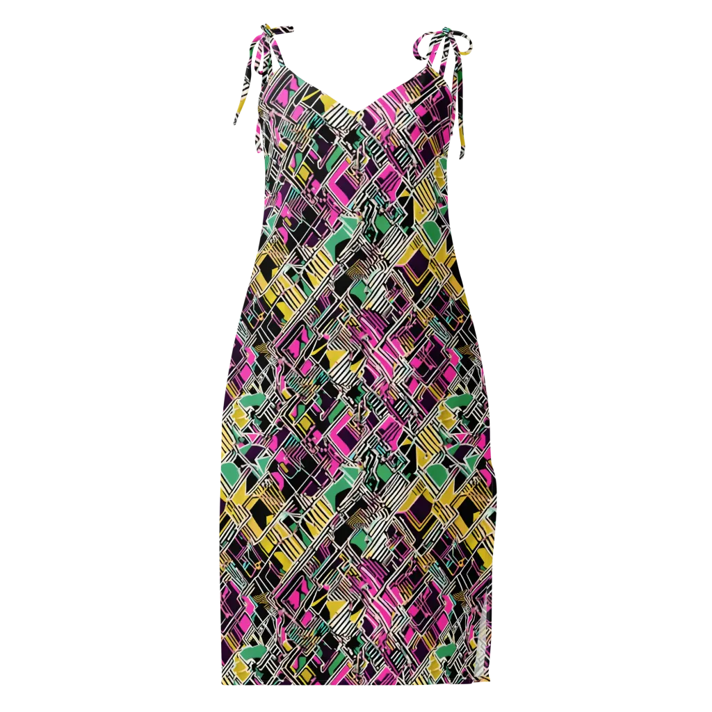 Neon Maze on Slip Dress — Front