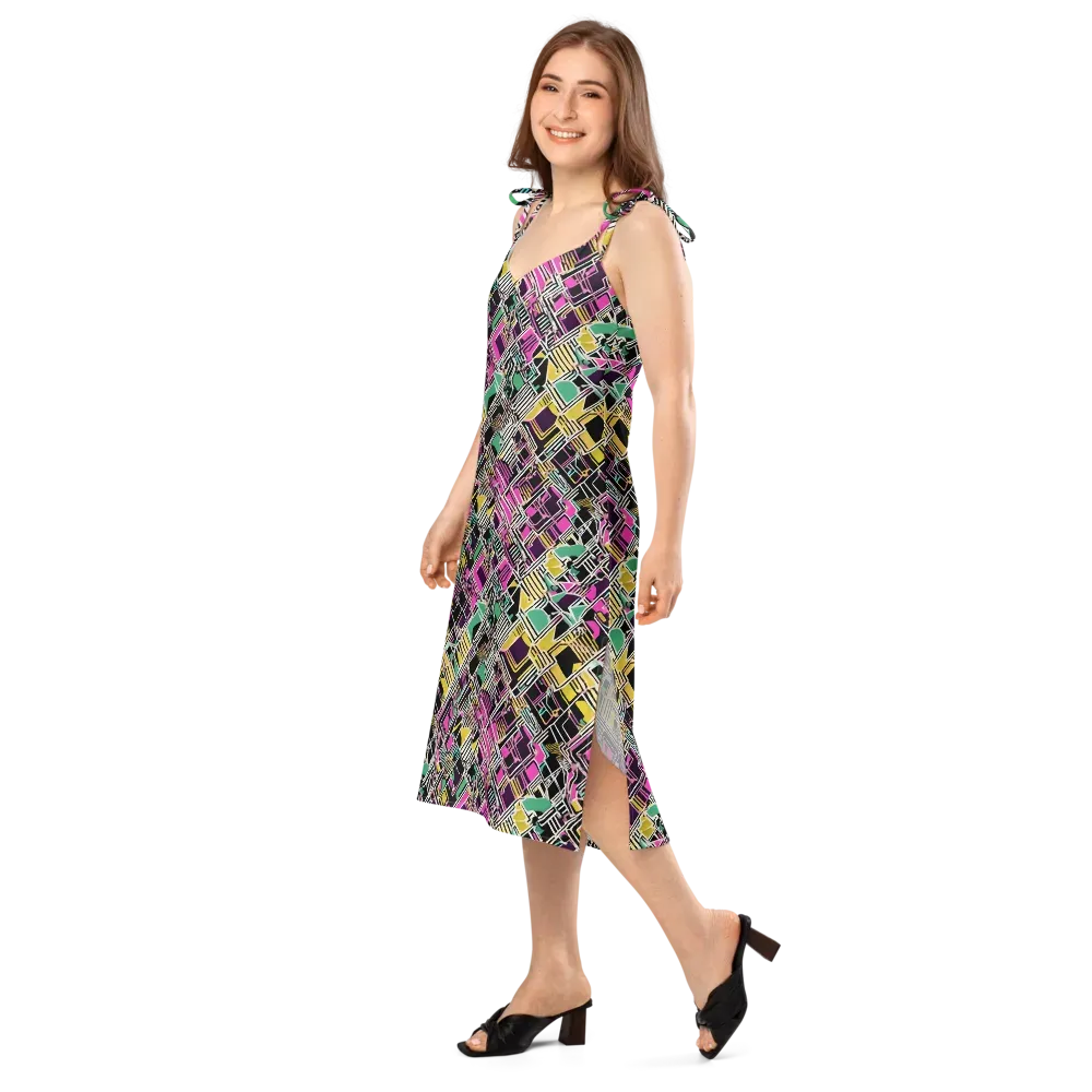 Neon Maze on Slip Dress — Left Front