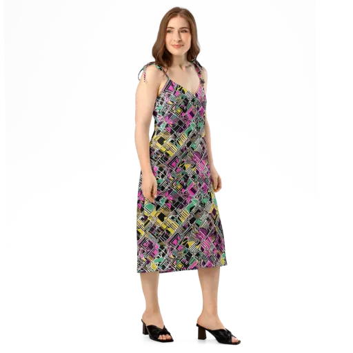 Neon Maze on a Slip Dress