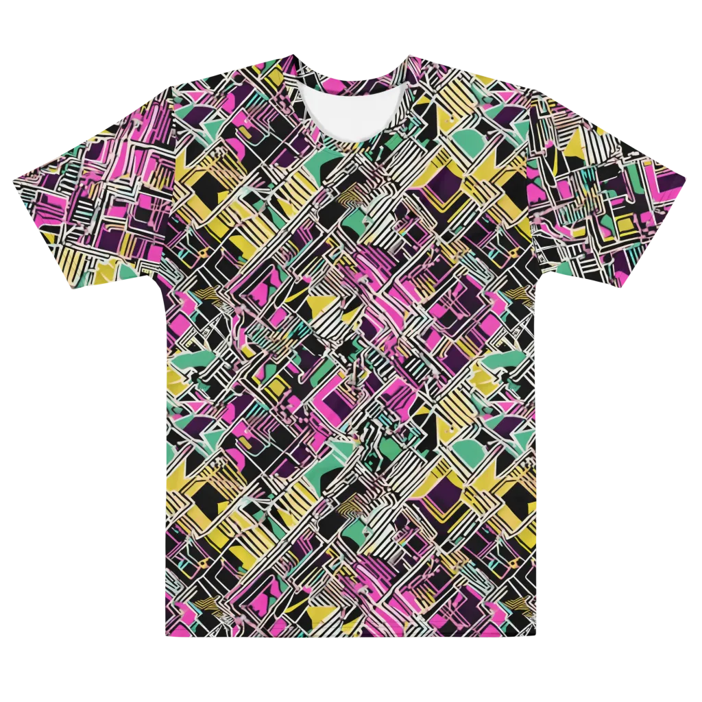 Neon Maze on Men's Cotton Crew Neck T-Shirt — Front