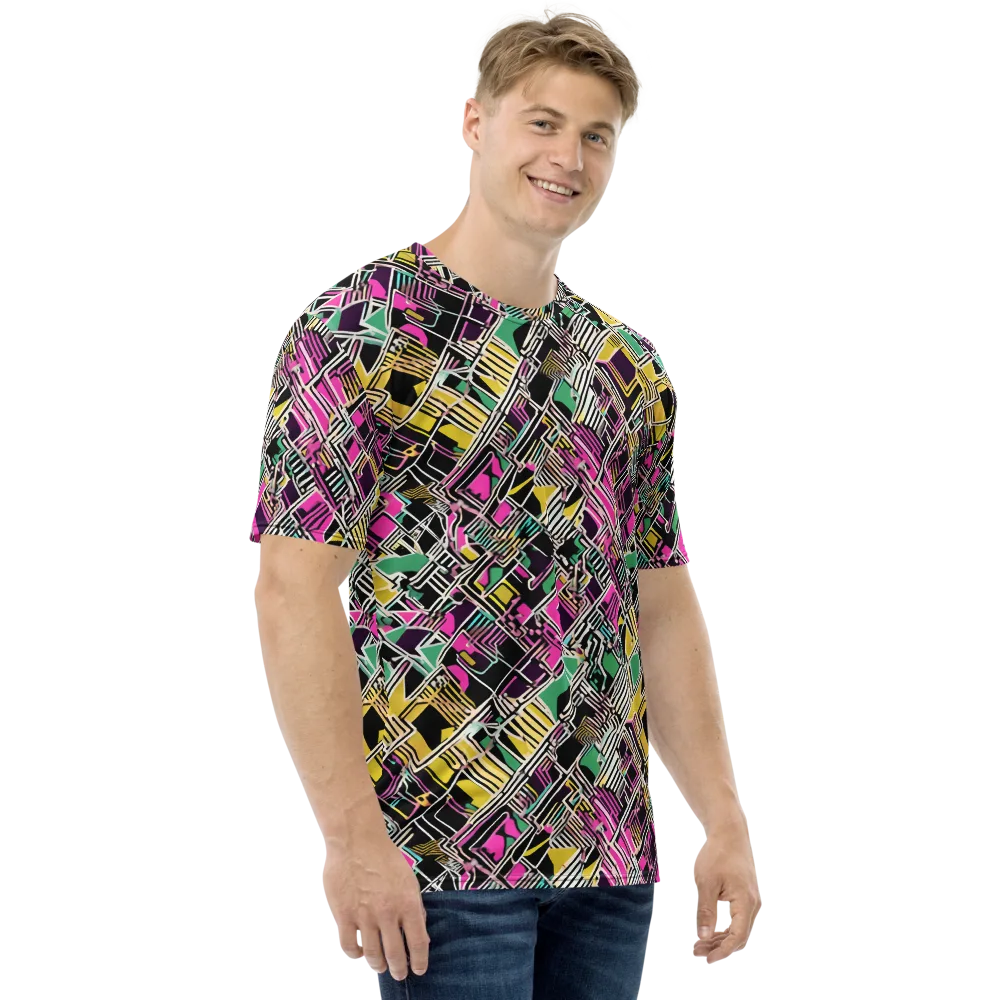Neon Maze on Men's Crew Neck T-Shirt — Right