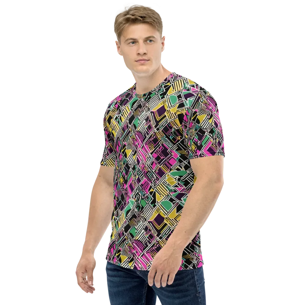 Neon Maze on Men's Crew Neck T-Shirt — Left