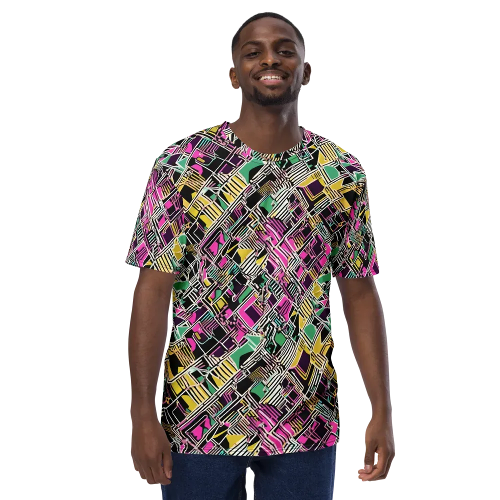 Neon Maze on Men's Crew Neck T-Shirt — Front