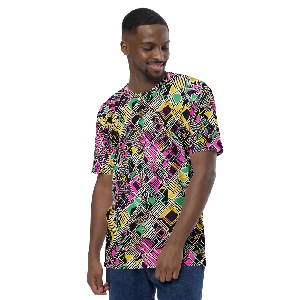 Neon Maze on Men's Crew Neck T-Shirt — Left