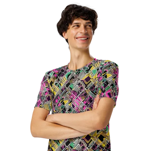 Neon Maze on a Men's Crew Neck T-Shirt