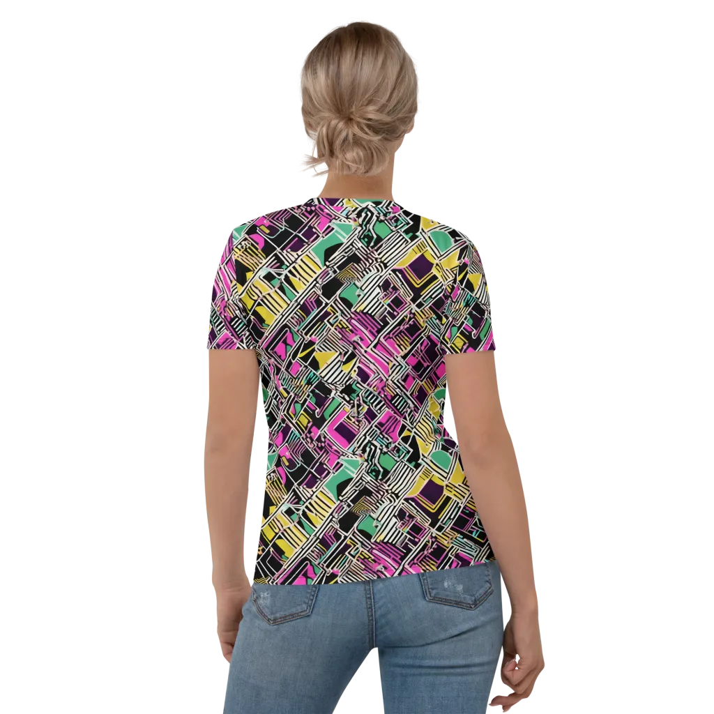 Neon Maze on Women's Crew Neck T-Shirt — Back