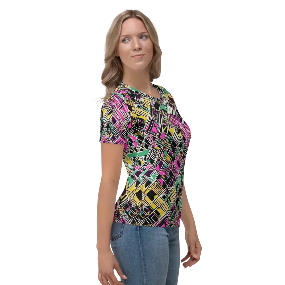 Neon Maze on Women's Crew Neck T-Shirt — Right