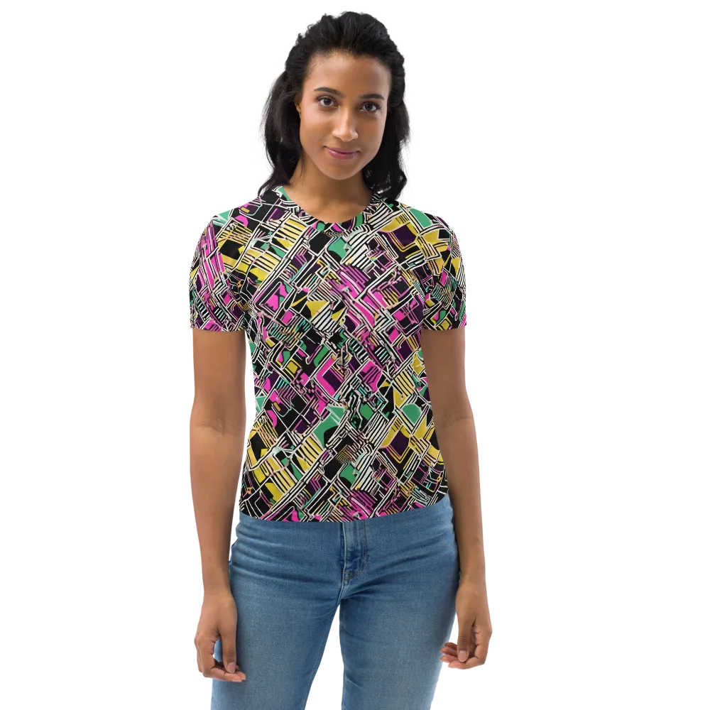 Neon Maze on Women's Crew Neck T-Shirt — Front