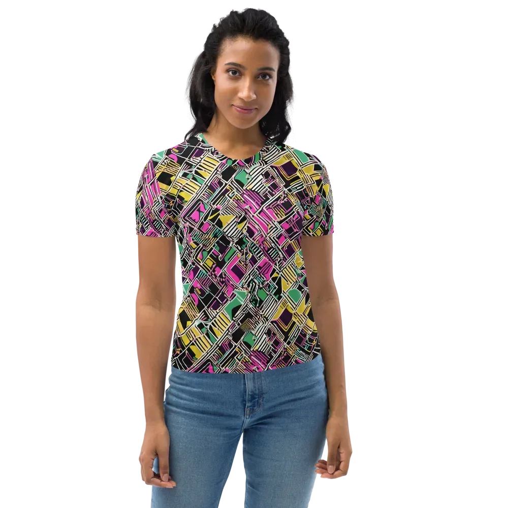 Neon Maze on Women's Crew Neck T-Shirt — Front