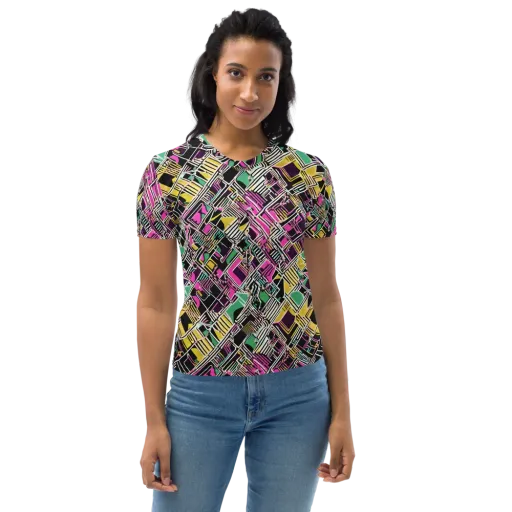 Neon Maze on a Women's Crew Neck T-Shirt