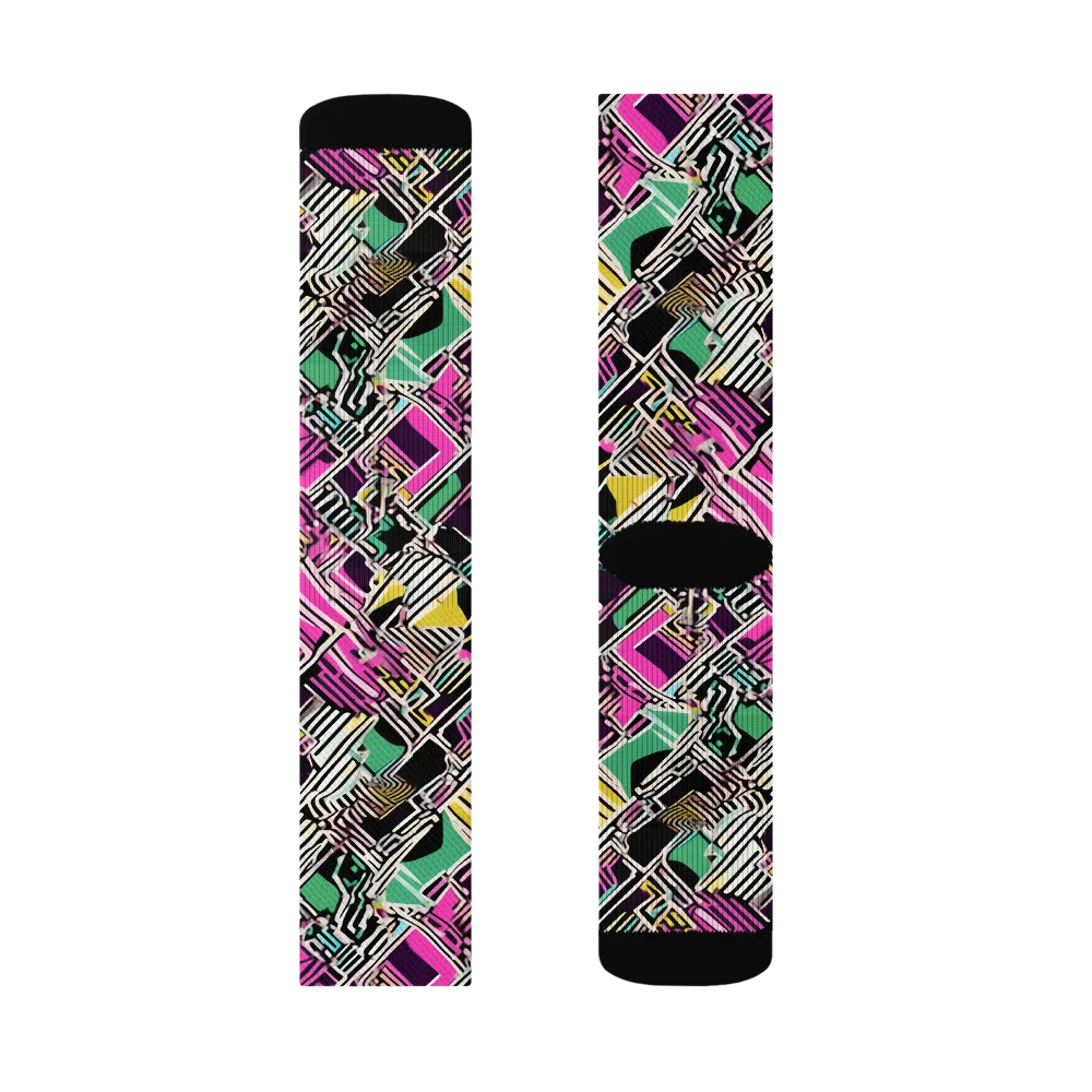 Neon Maze on Socks — Right Sock