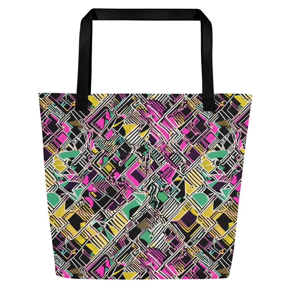 Neon Maze on Large Tote Bag W/ Pocket — Front