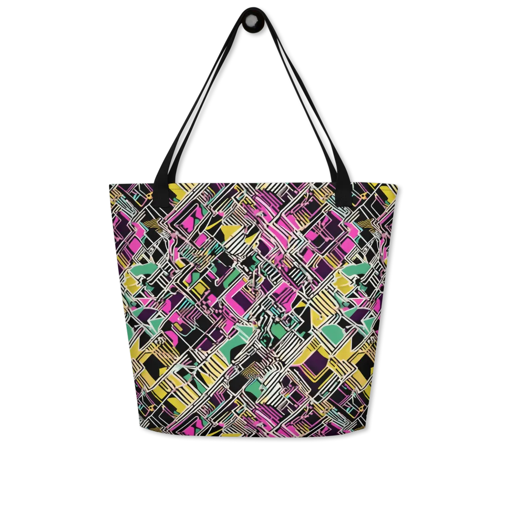 Neon Maze on Large Tote Bag W/ Pocket — Front