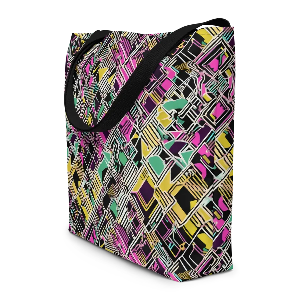 Neon Maze on Large Tote Bag W/ Pocket — Front