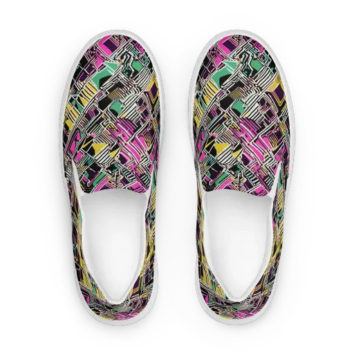 Neon Maze on a Women's Slip-On Canvas Shoes