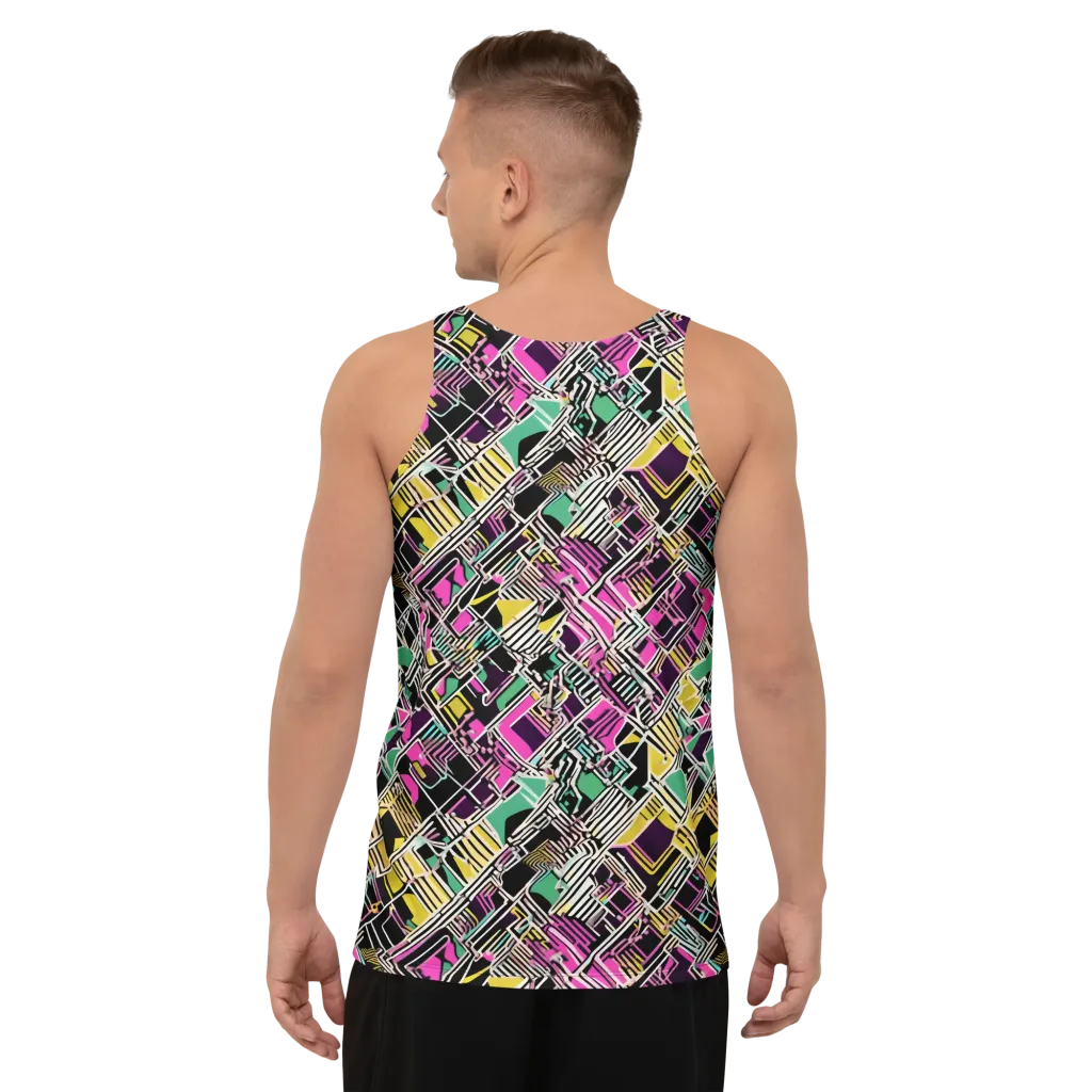 Neon Maze on Men's Tank Top — Back