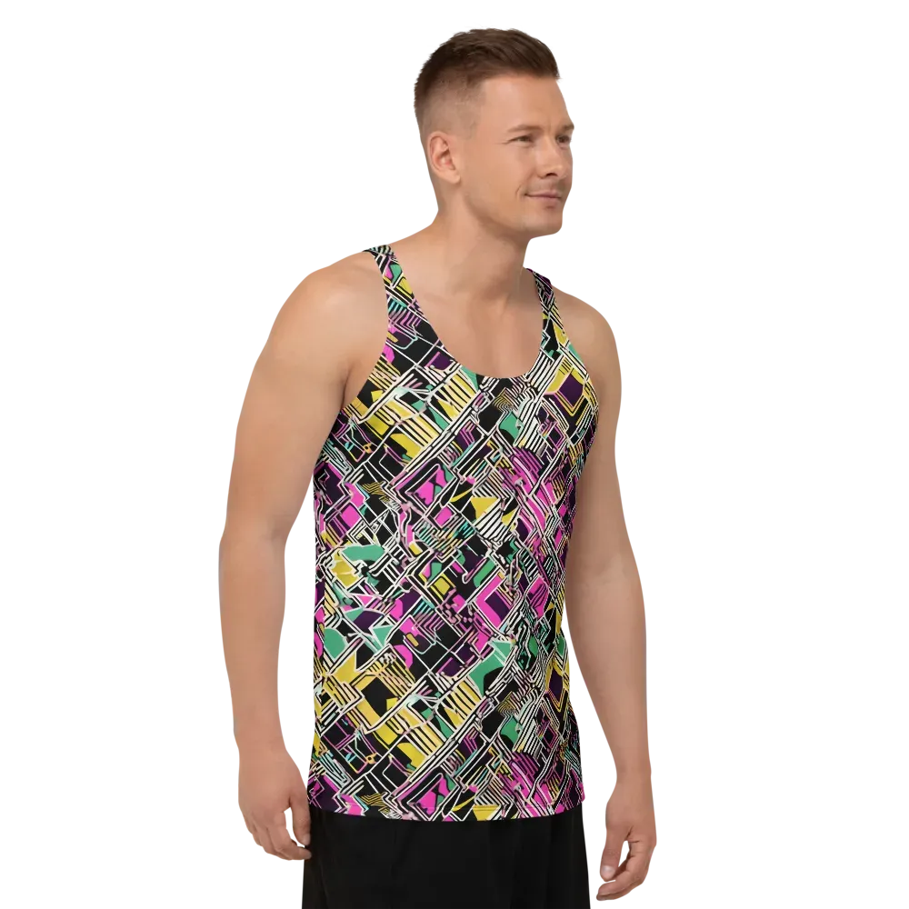 Neon Maze on Men's Tank Top — Right Front