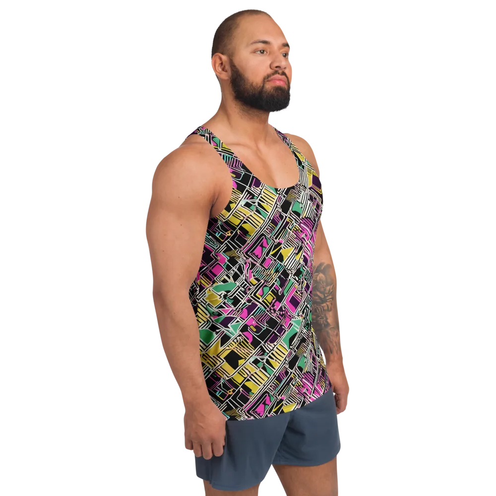 Neon Maze on Men's Tank Top — Right Front