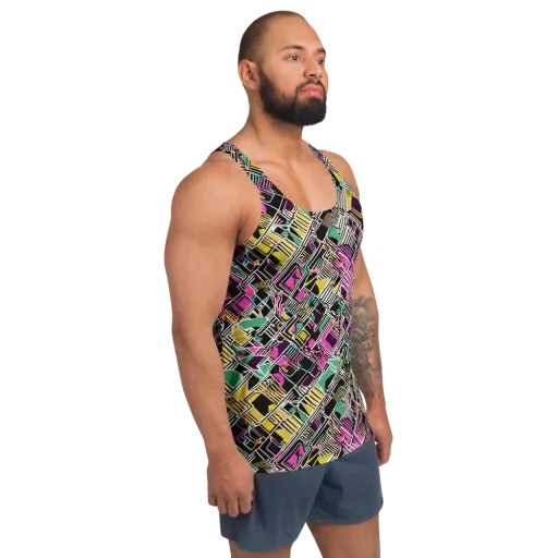 Neon Maze on a Men's Tank Top