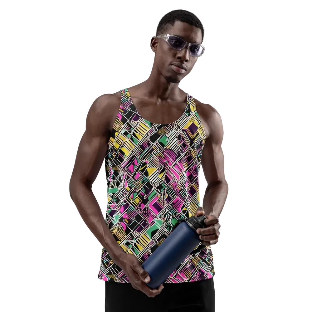Neon Maze on Men's Tank Top — Front