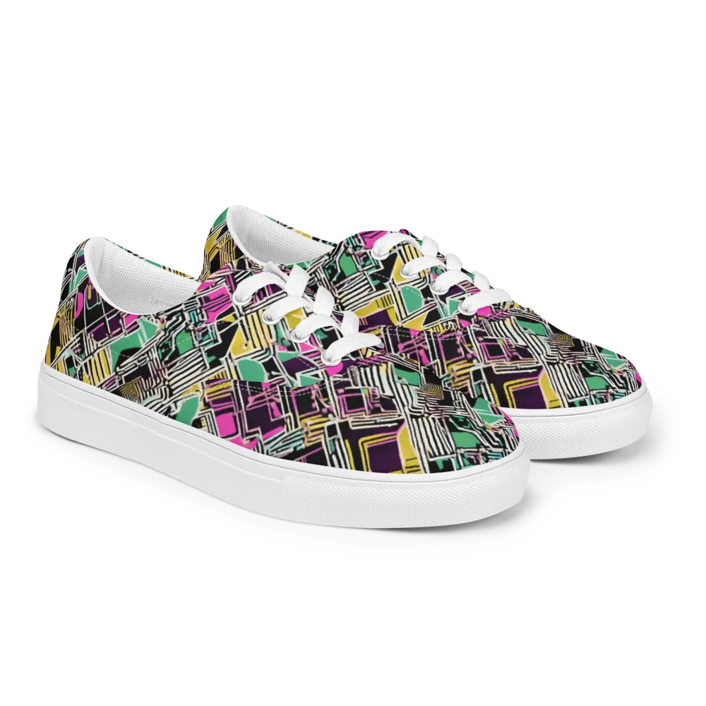 Neon Maze on Men's Lace-Up Canvas Shoes — Right Front