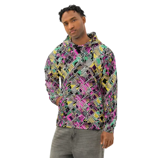 Neon Maze on a Cotton Hoodie