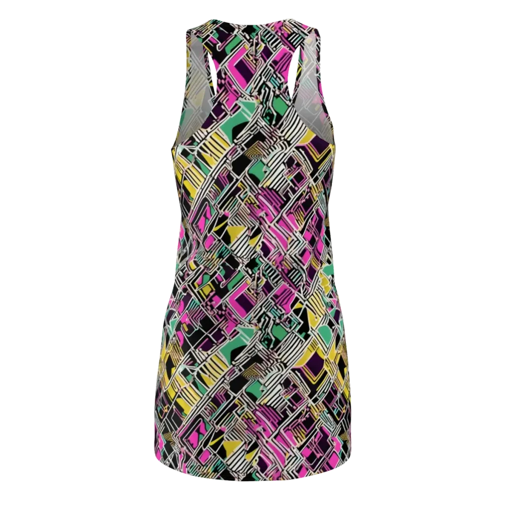 Neon Maze on Racerback Dress — Back