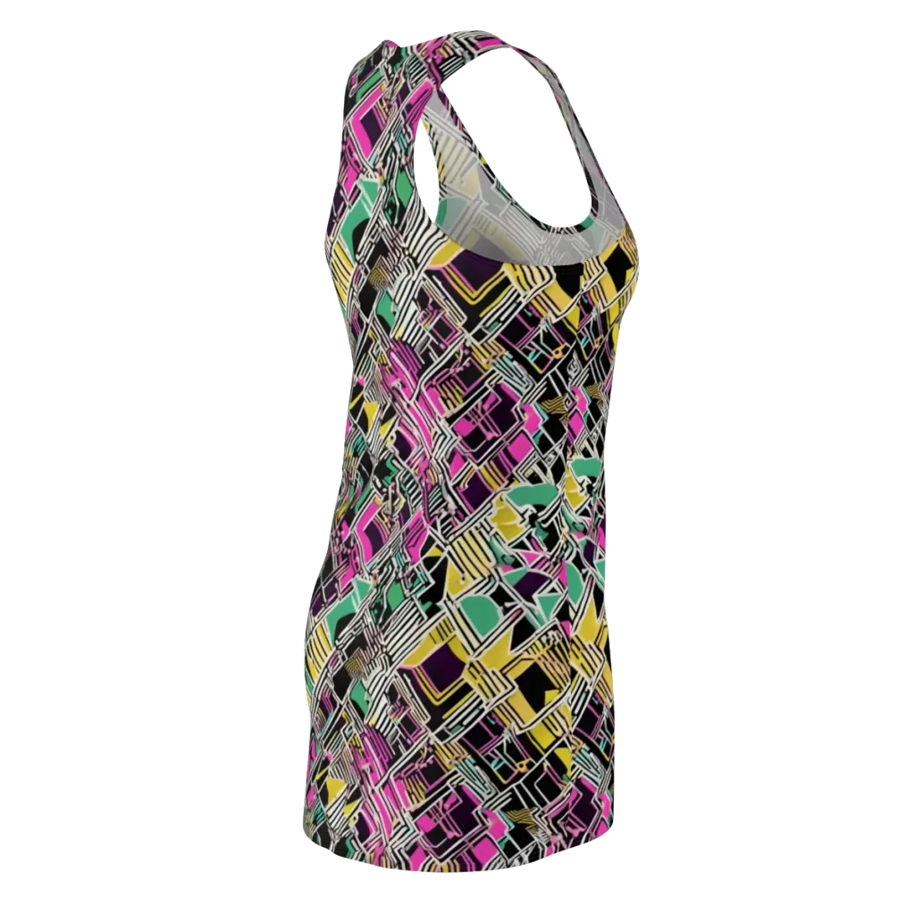 Neon Maze on Racerback Dress — Back Side