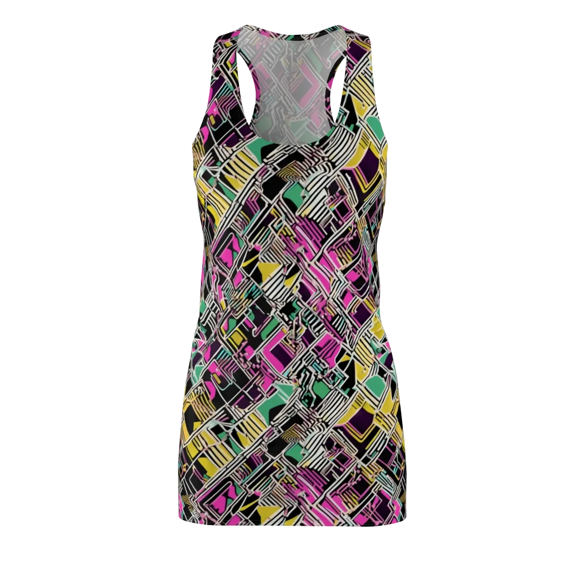 Neon Maze on Racerback Dress — Front