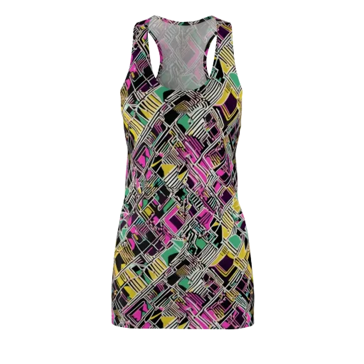 Neon Maze on a Racerback Dress