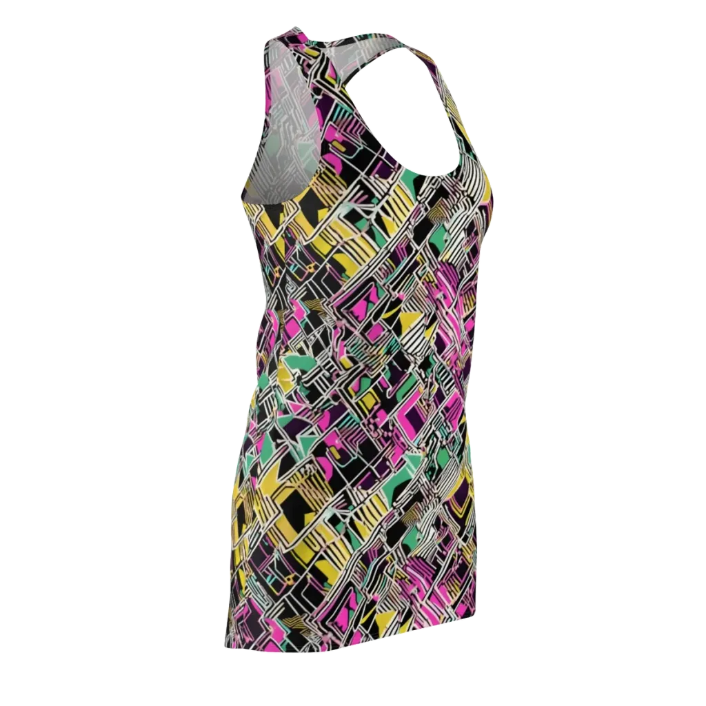 Neon Maze on Racerback Dress — Front Side