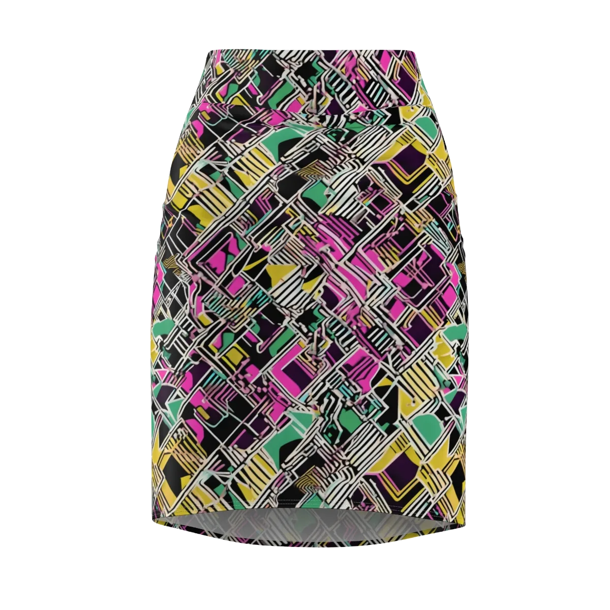 Neon Maze on Pencil Skirt — Front