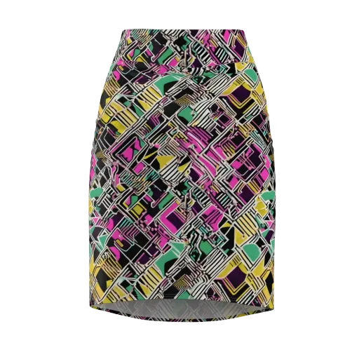 Neon Maze on a Pencil Skirt