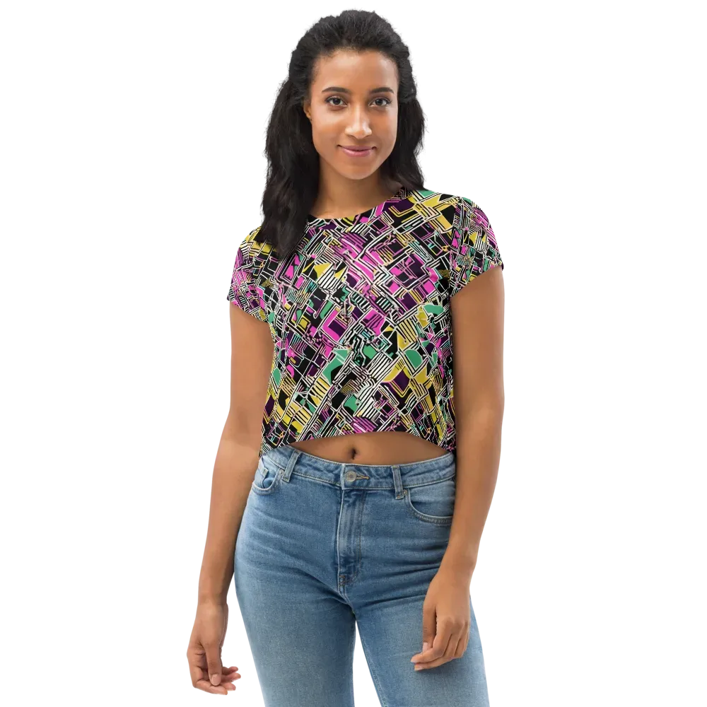 Neon Maze on Crop Tee — Front