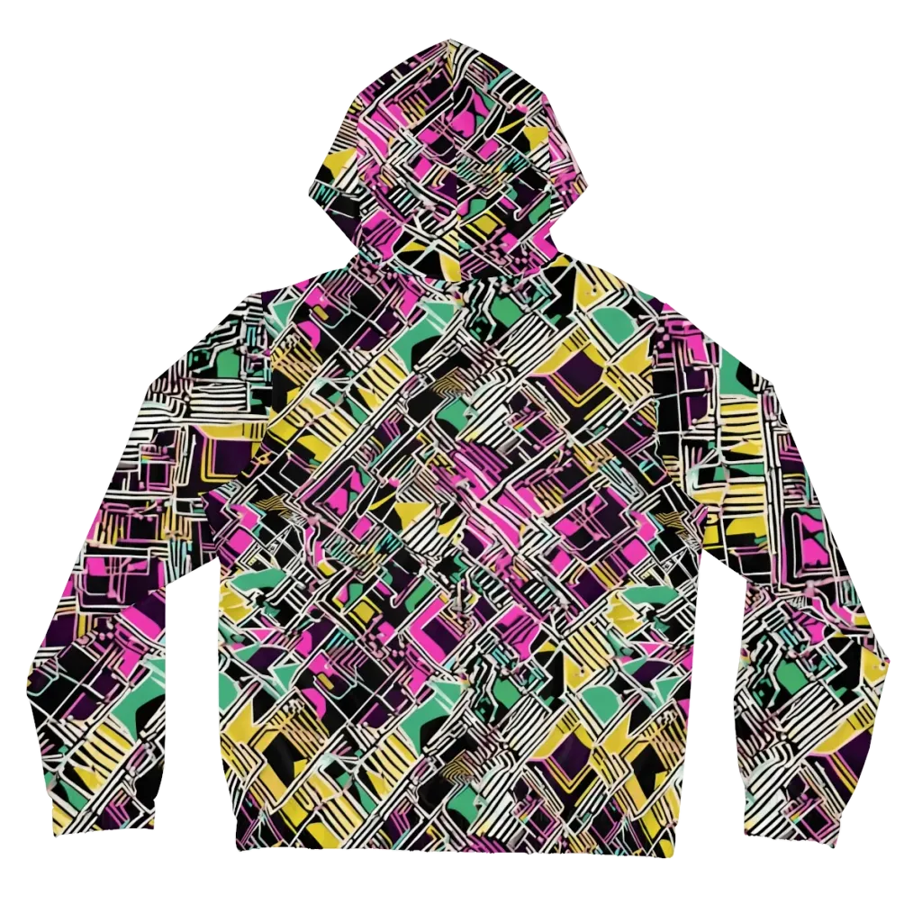 Neon Maze on Women's Full-Zip Hoodie — Back