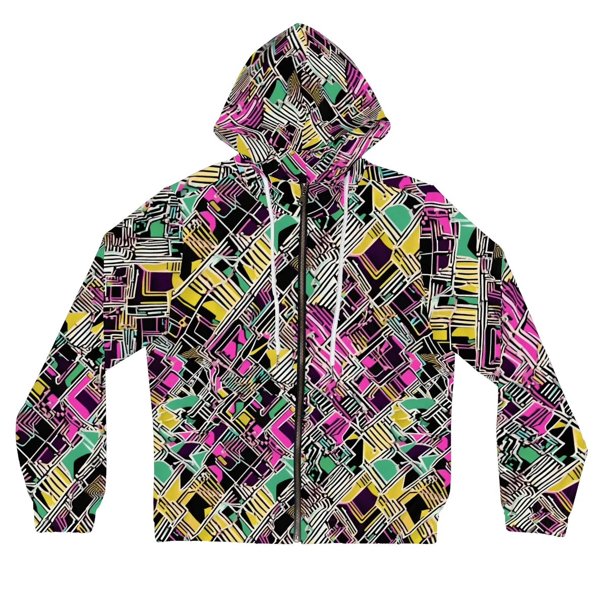 Neon Maze on Women's Full-Zip Hoodie — Front