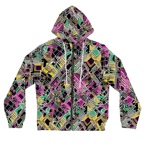 Neon Maze on a Women's Full-Zip Hoodie