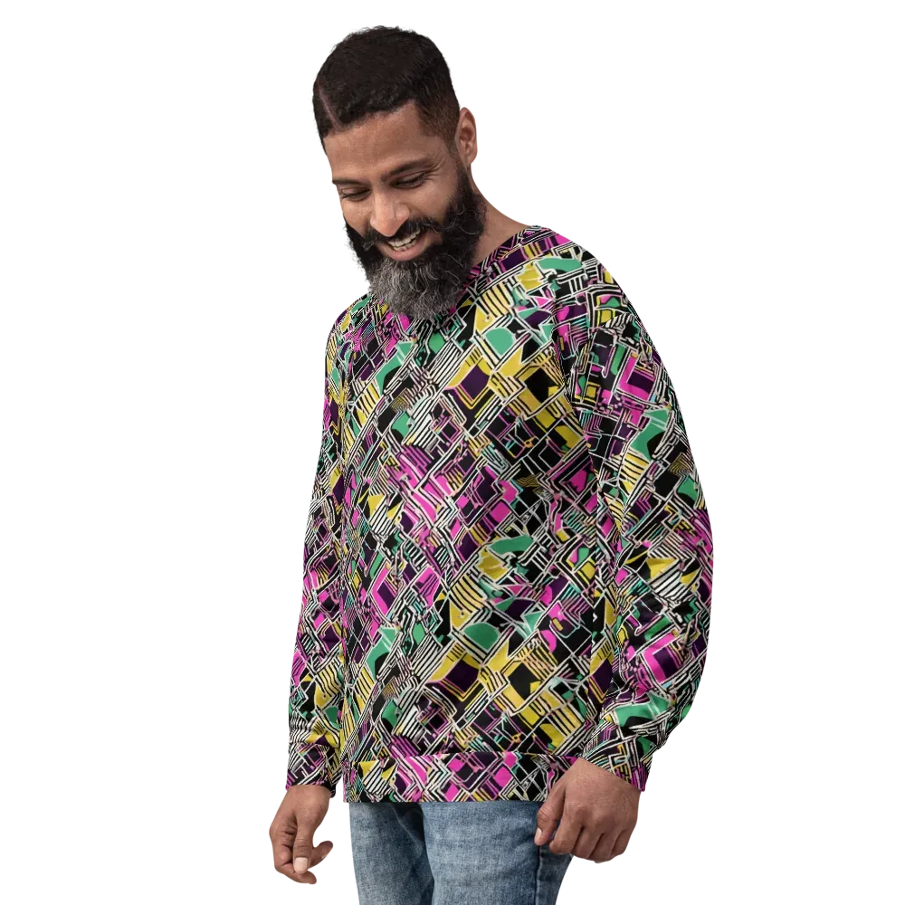 Neon Maze on Sweatshirt — Left Front