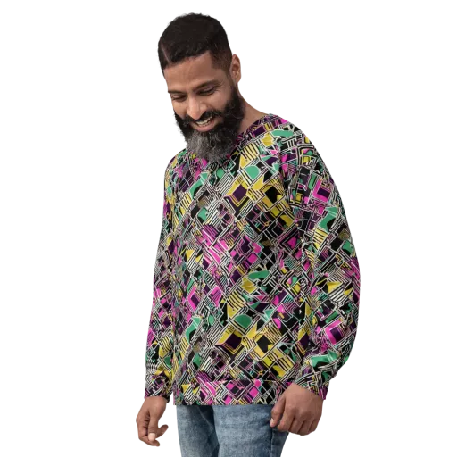 Neon Maze on a Sweatshirt