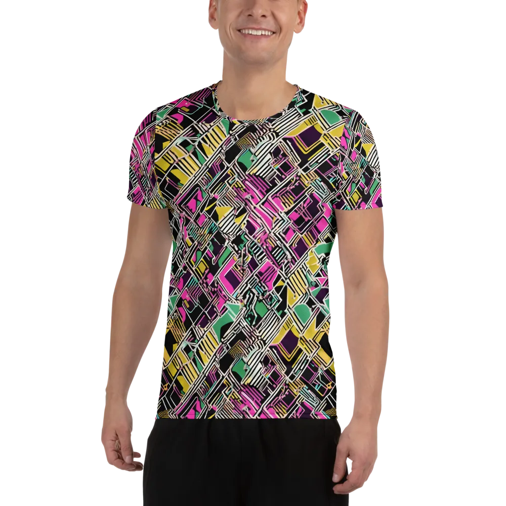 Neon Maze on Men's Athletic T-Shirt — Front